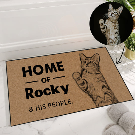 "Home of Your Pet and Her People" Custom Pet Photo Doormat - The Pet Pillow