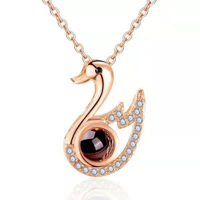 Swan Shaped Custom Pet Projection Necklace - The Pet Pillow