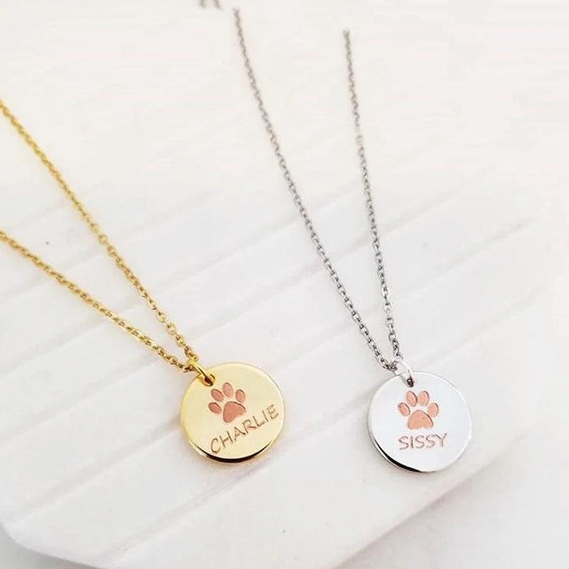 Custom Pet Paw Print and Name Necklace - The Pet Pillow