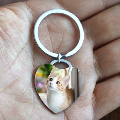 Customized Pet Photo 925 Silver Heart Shaped Keychain - The Pet Pillow