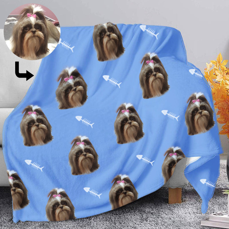 Customized Pet Multi-Head Blanket with Bones - The Pet Pillow