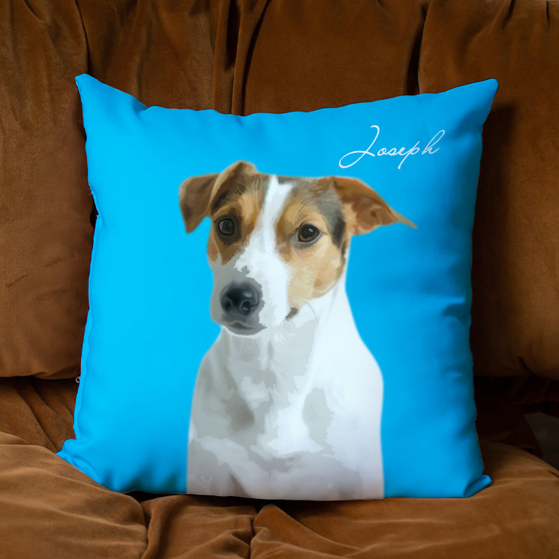 Custom Pet Face Cartoon Portrait Square Pillow - The Pet Pillow
