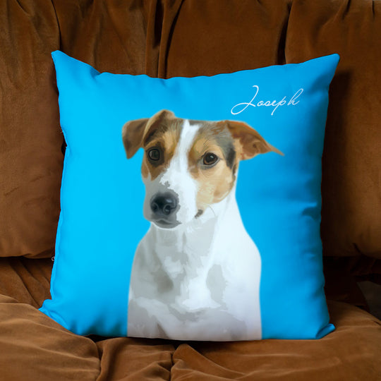 Custom Pet Face Cartoon Portrait Square Pillow - The Pet Pillow