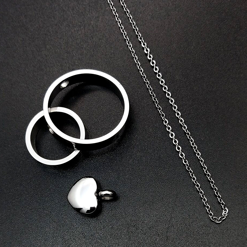 Custom Pet Double Ring and Heart Shaped Ash Necklace - The Pet Pillow