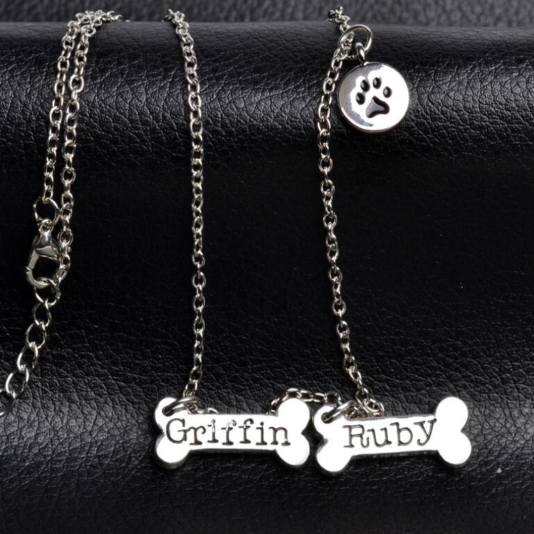 Custom Dog Bone Paw Prin Memorial Necklace for Pet Lover - The Pet Pillow