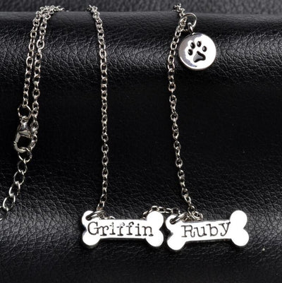 Custom Dog Bone Paw Prin Memorial Necklace for Pet Lover - The Pet Pillow