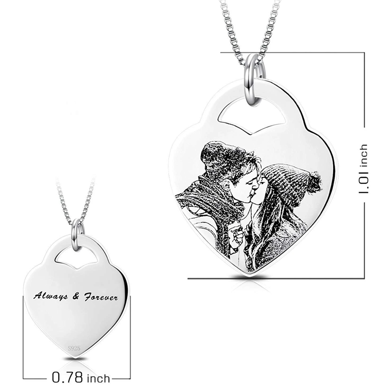 Custom Pet Photo Necklace with Heart Pendant-925 Sterling Silver - The Pet Pillow