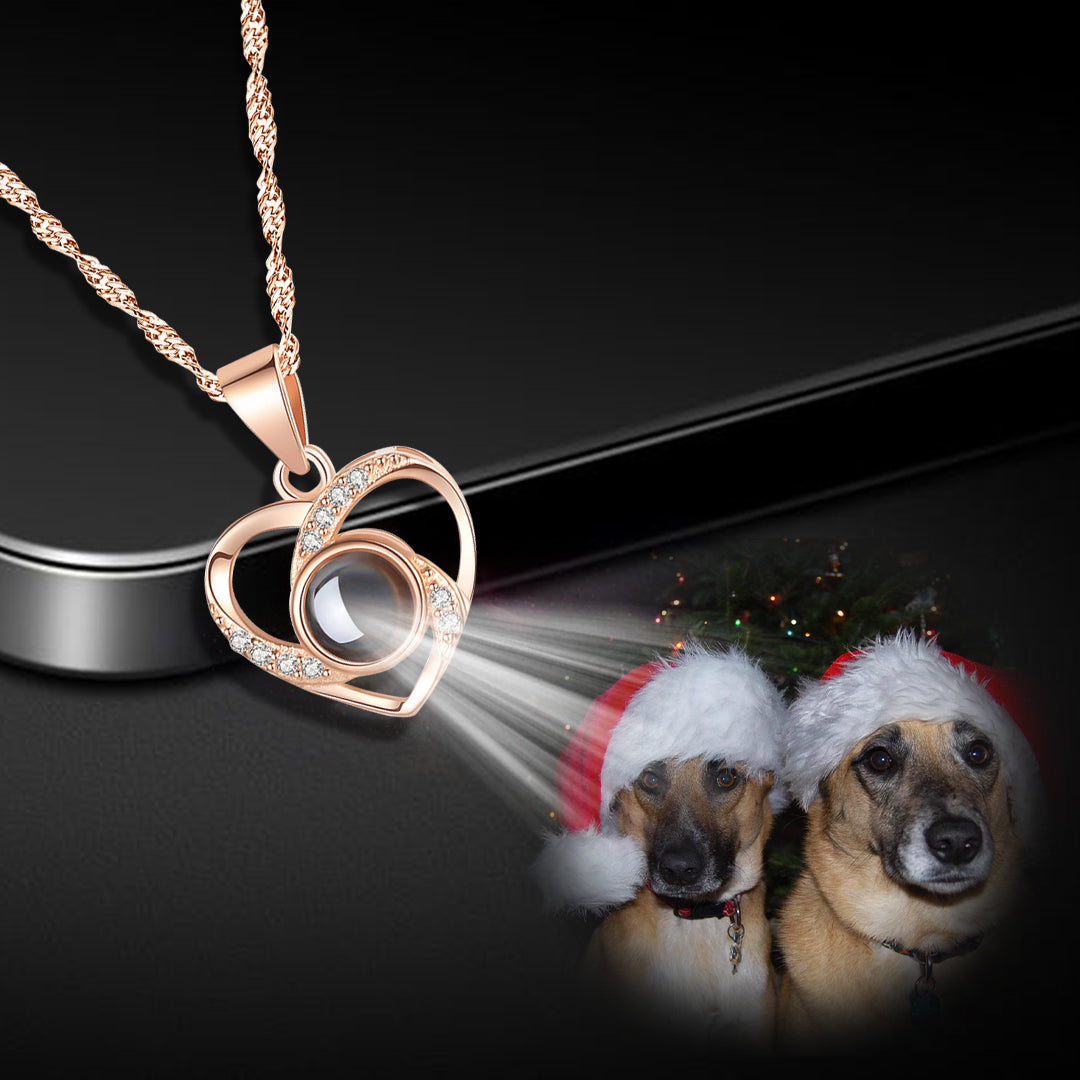 Custom Pet Projection Necklace - Heart Shaped - The Pet Pillow