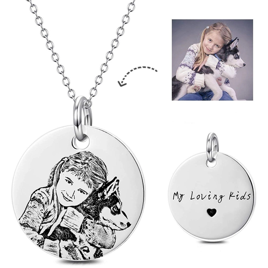 Custom Pet Photo Round Necklace Pendant-925 Sterling Silver - The Pet Pillow