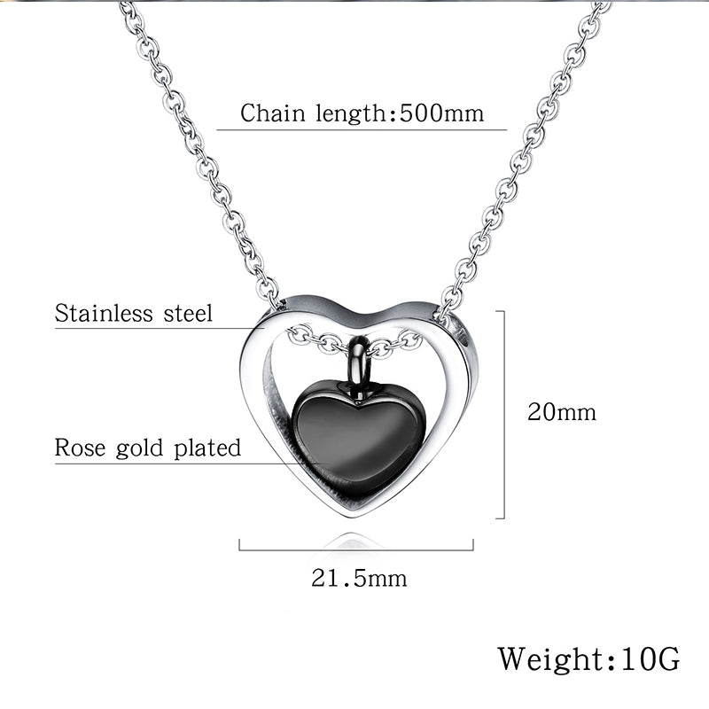 Custom Pet Ashes Necklace - Double Heart - The Pet Pillow