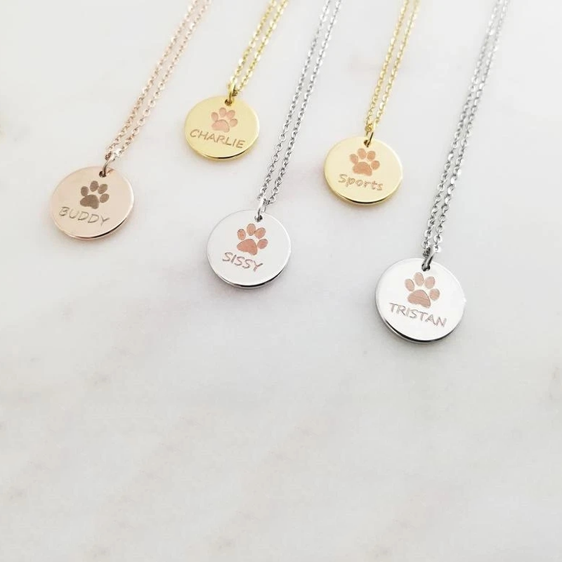 Custom Pet Paw Print and Name Necklace - The Pet Pillow
