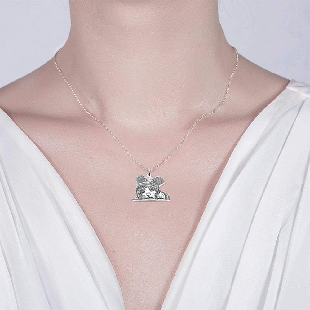 Custom Pet Necklace lookalike Your Pet Shape - 925 Sterling Silver - The Pet Pillow