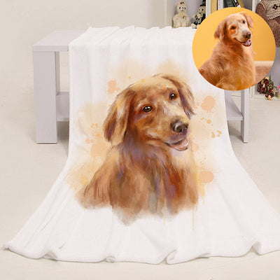 Personalized Pet Portrait Fleece Blanket from Hand Drawn Pastel Pet Art Portrait - The Pet Pillow