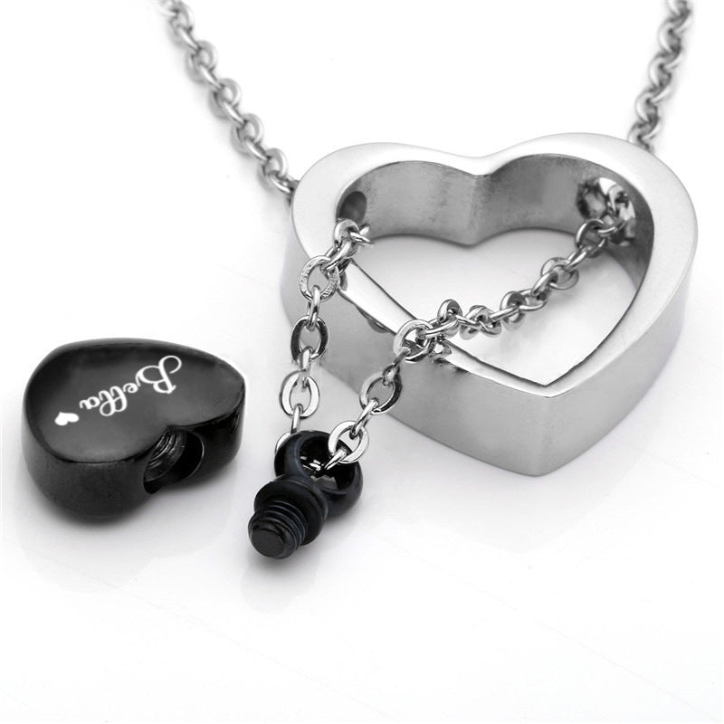 Custom Pet Ashes Necklace - Double Heart - The Pet Pillow