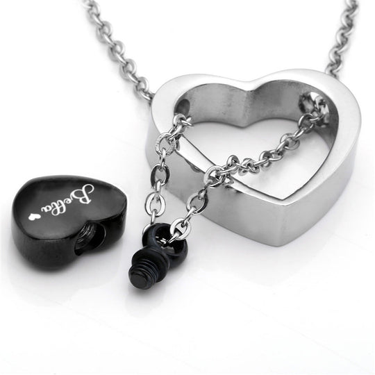 Custom Pet Ashes Necklace - Double Heart - The Pet Pillow