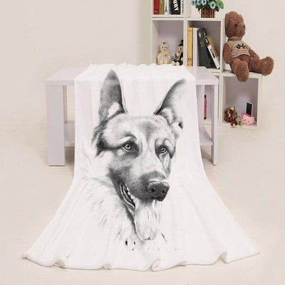 Custom Pet Sketch Portrait Art Fleece Blanket - The Pet Pillow