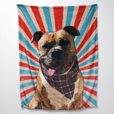 Custom Pet Oil Painting Portrait Blanket, Draw Head/Body - The Pet Pillow