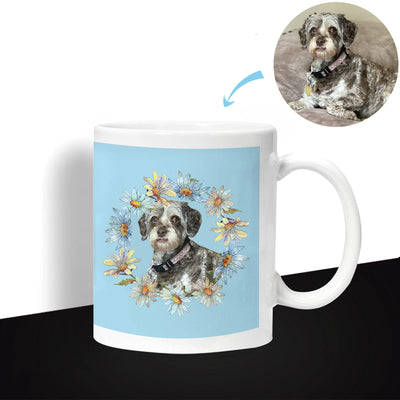 Custom Pet Photo 11oz Mug with Garland Option - The Pet Pillow