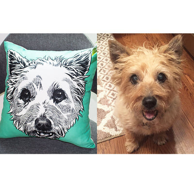 Custom Hand Drawing Charcoal Portrait Memorial Square Pillow of Your Pet - The Pet Pillow
