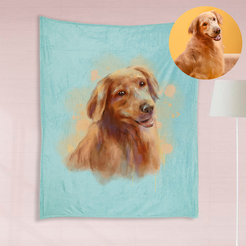 Personalized Pet Portrait Fleece Blanket from Hand Drawn Pastel Pet Art Portrait - The Pet Pillow