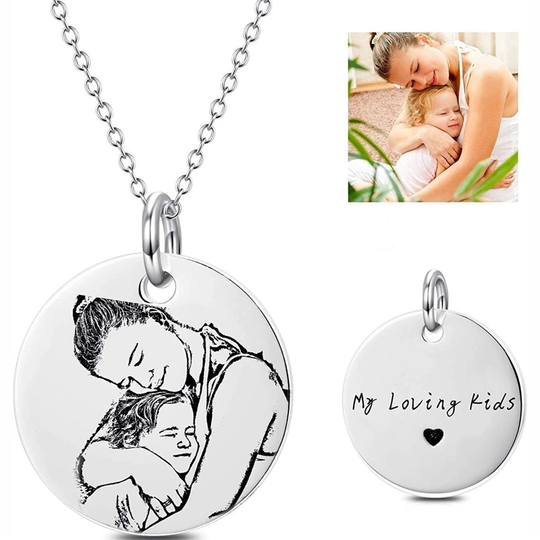 Custom Pet Photo Round Necklace Pendant-925 Sterling Silver - The Pet Pillow