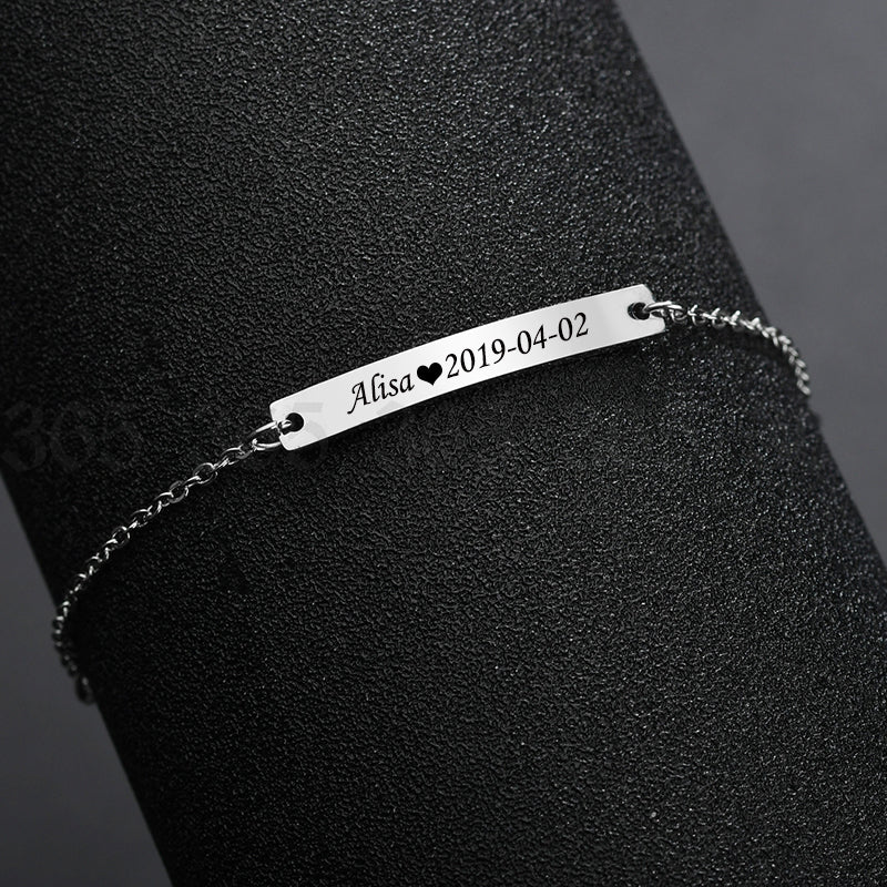 Custom Pet Name Bar Engraved Bracelet - The Pet Pillow