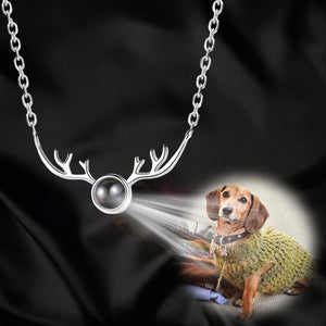 Sika Antler Shaped Custom Pet Projection Necklace - The Pet Pillow