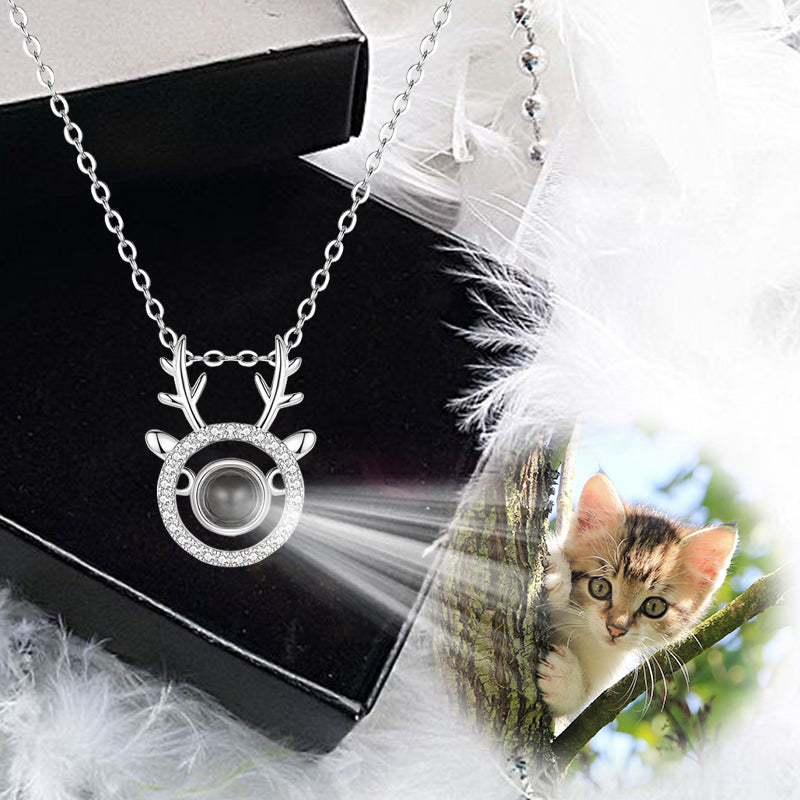 Antlers Shaped Custom Pet Projection Necklace - The Pet Pillow