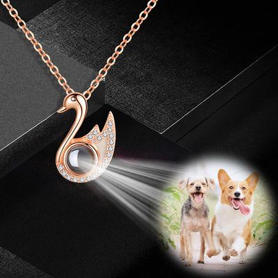 Swan Shaped Custom Pet Projection Necklace - The Pet Pillow
