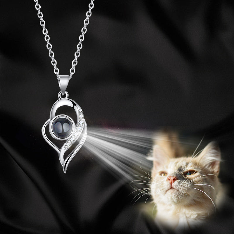 Love Heart Shaped Custom Pet Projection Necklace - The Pet Pillow