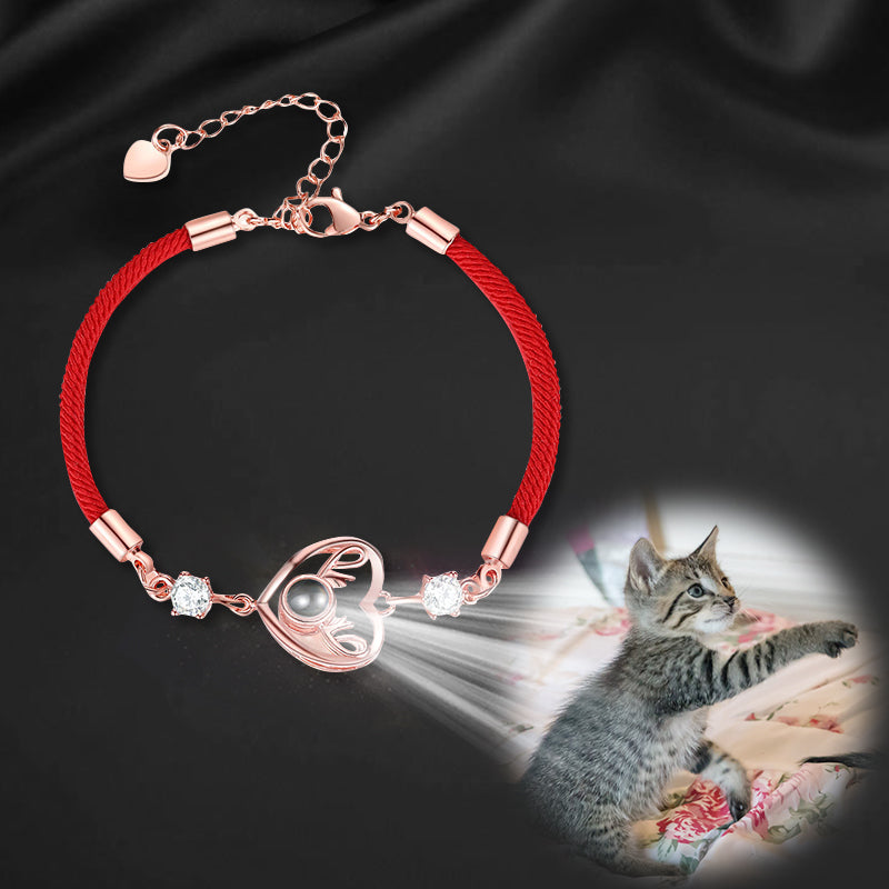 Heart with antlers Custom Pet Projection Bracelet - The Pet Pillow