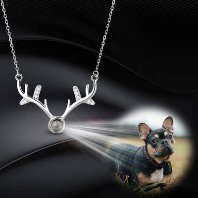 Antlers Shaped Custom Pet Projection Necklace - The Pet Pillow