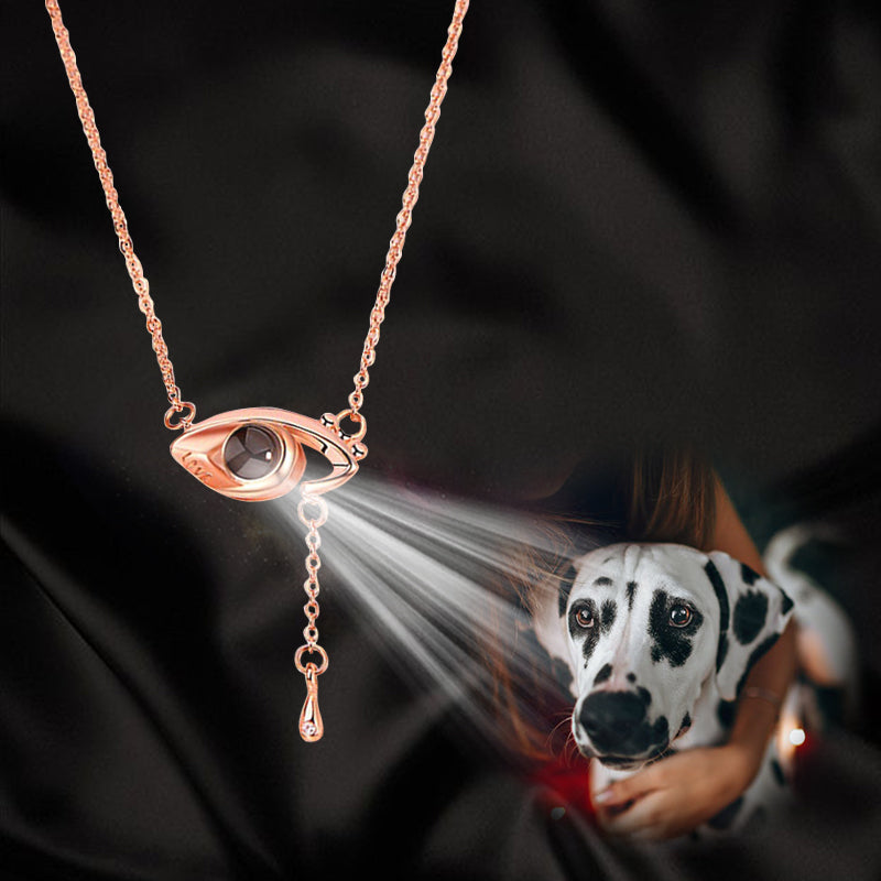 Eye Shaped Custom Pet Projection Necklace - The Pet Pillow