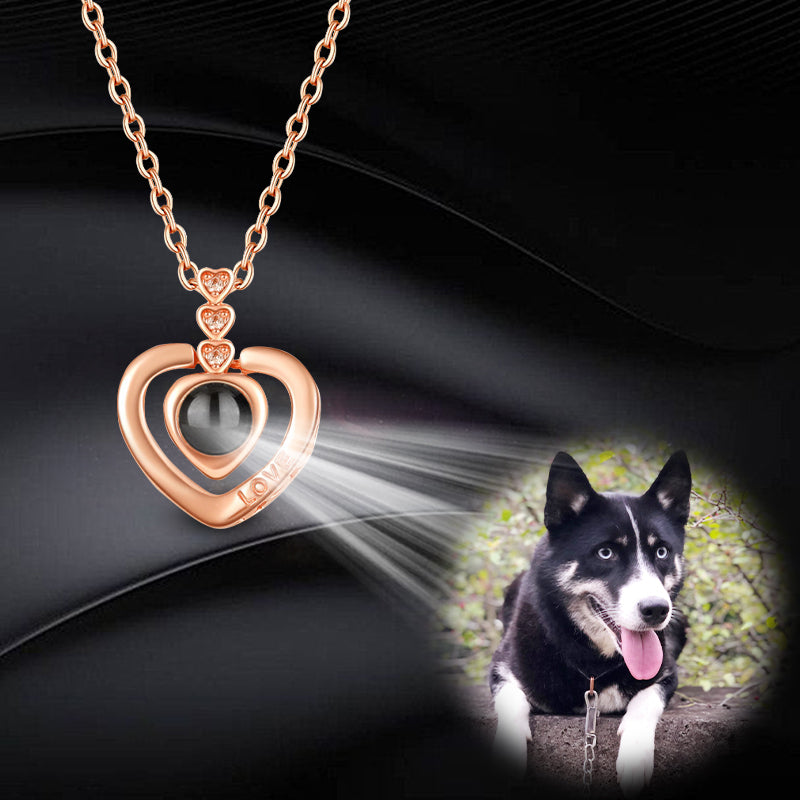 Three Hearts Shaped Custom Pet Projection Necklace - The Pet Pillow
