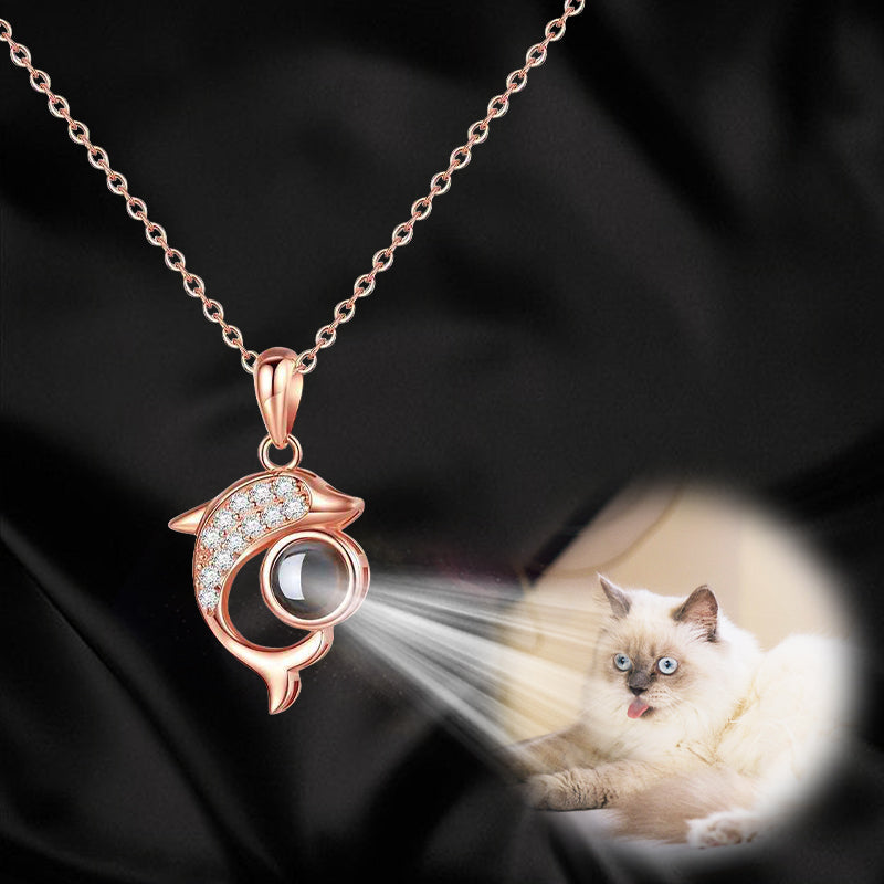 Dolphin Shaped Custom Pet Projection Necklace - The Pet Pillow