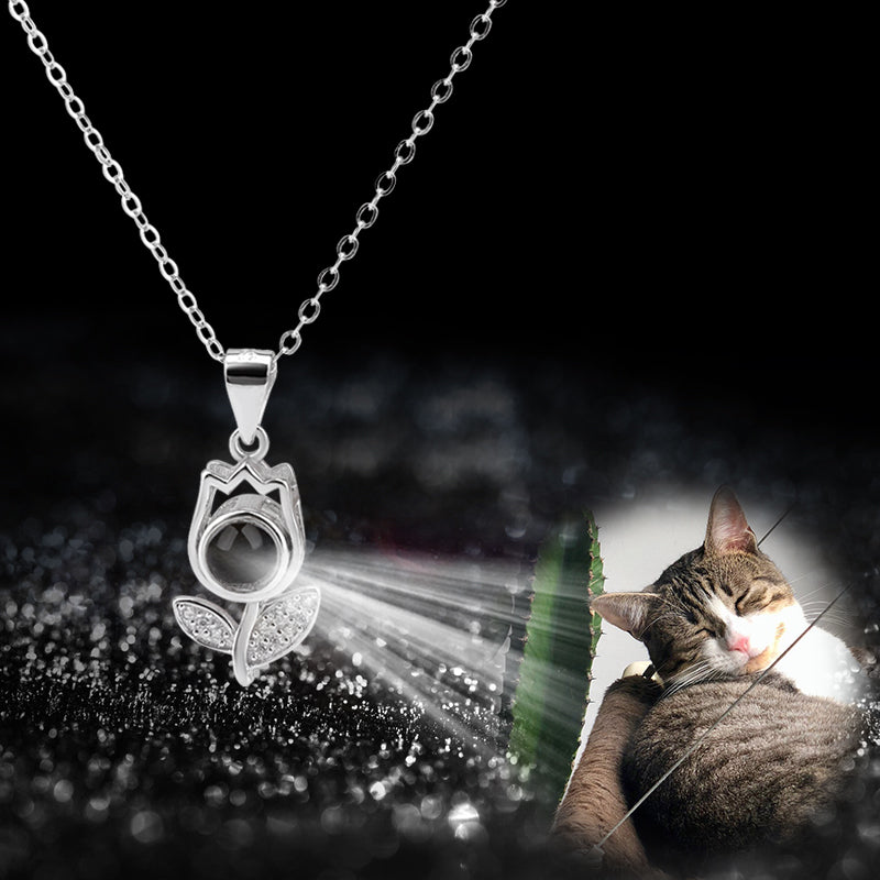 Rose Flower Custom Pet Projection Necklace - The Pet Pillow
