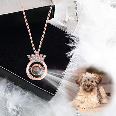 Crown Shaped Custom Pet Projection Necklace - The Pet Pillow