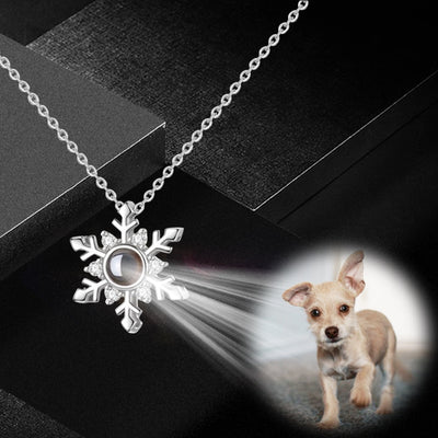 Snowflake Shaped Custom Pet Projection Necklace - The Pet Pillow