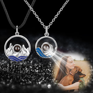 Sea and Mountain Couples Custom Projection Necklace - Package Two - The Pet Pillow