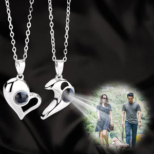 Heart Shaped Couple Stitching Custom Pet Projection Necklace - Package Two - The Pet Pillow