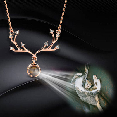 Multi-Zirconium Antlers Custom Pet Projection Necklace - The Pet Pillow