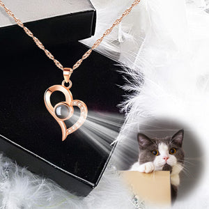 Unique Heart Shaped Custom Pet Projection Necklace - The Pet Pillow