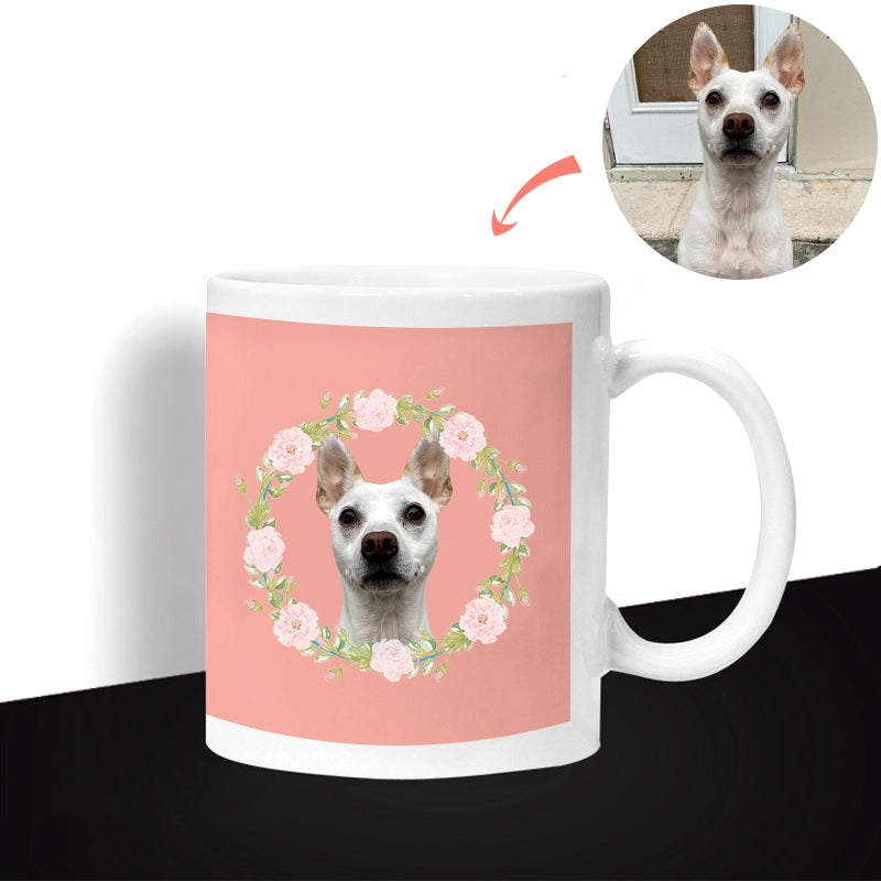Custom Pet Photo 11oz Mug with Garland Option - The Pet Pillow