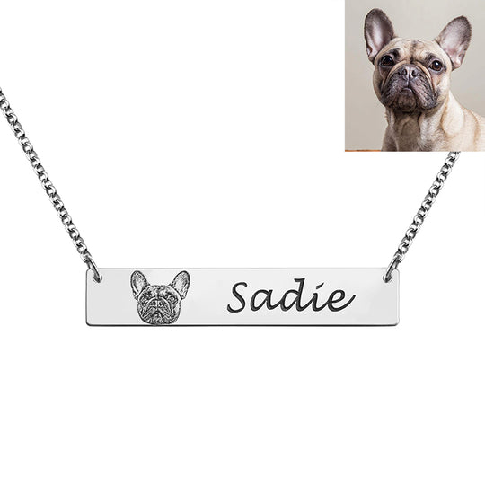 Custom Pet Lettering Bar Necklace for Pet Lover - The Pet Pillow