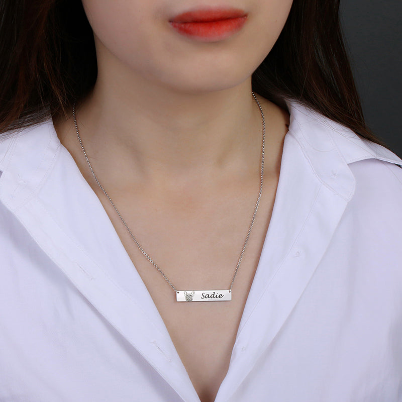 Custom Pet Lettering Bar Necklace for Pet Lover - The Pet Pillow