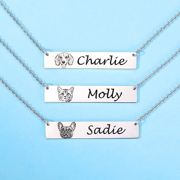 Custom Pet Lettering Bar Necklace for Pet Lover - The Pet Pillow