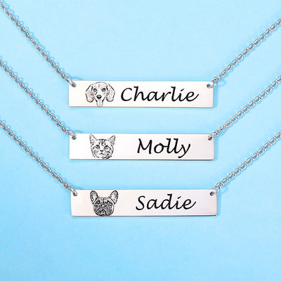 Custom Pet Lettering Bar Necklace for Pet Lover - The Pet Pillow