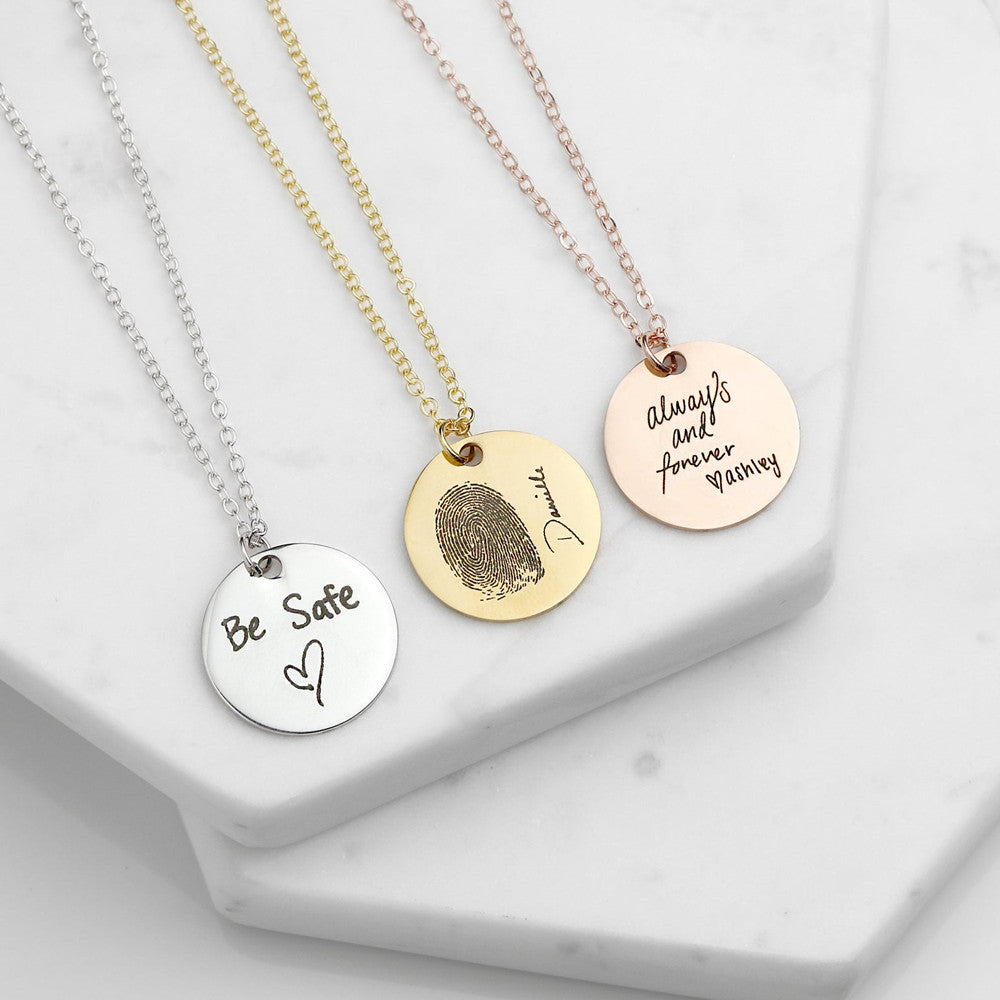 Custom Fingerprint/PawPrint Necklace Handwriting-925 Sterling Silver - The Pet Pillow