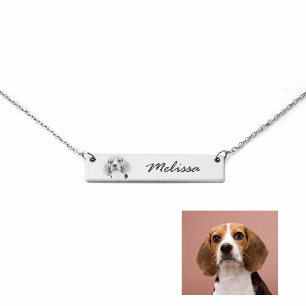 Custom Pet Lettering Bar Necklace for Pet Lover - The Pet Pillow