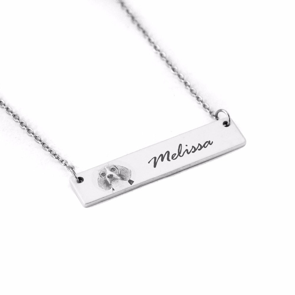 Custom Pet Lettering Bar Necklace for Pet Lover - The Pet Pillow